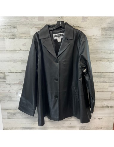 Coat Leather By Jessica London In Black, Size: 2x de l' environnement