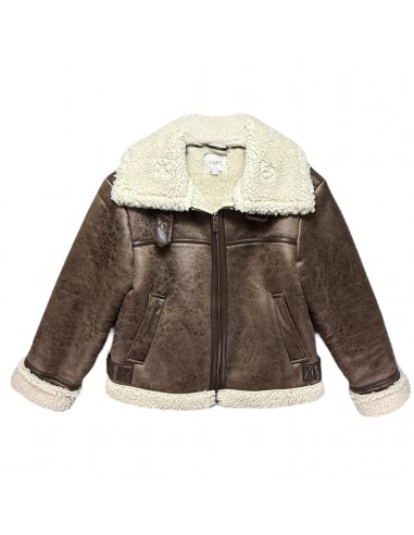 Crackle Faux Suede Sherpa Aviator Jacket By Loft In Brown & Cream, Size: M les ctes